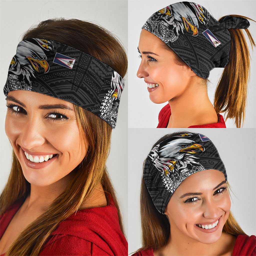 American Samoa Flag Day Neck Gaiter Tribal Tattoo with Eagle Black LT03 - Polynesian Pride