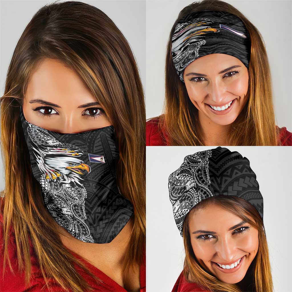 American Samoa Flag Day Neck Gaiter Tribal Tattoo with Eagle Black LT03 - Polynesian Pride