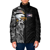 American Samoa Flag Day Padded Jacket Tribal Tattoo with Eagle Black LT03 Men Black - Polynesian Pride