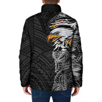 American Samoa Flag Day Padded Jacket Tribal Tattoo with Eagle Black LT03 - Polynesian Pride