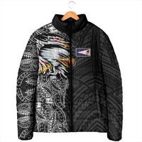 American Samoa Flag Day Padded Jacket Tribal Tattoo with Eagle Black LT03 - Polynesian Pride