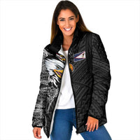 American Samoa Flag Day Padded Jacket Tribal Tattoo with Eagle Black LT03 Women Black - Polynesian Pride