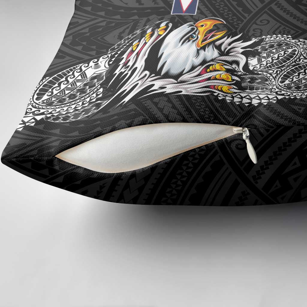 American Samoa Flag Day Pillow Cover Tribal Tattoo with Eagle Black LT03 - Polynesian Pride