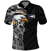 American Samoa Flag Day Polo Shirt Tribal Tattoo with Eagle Black LT03 Black - Polynesian Pride