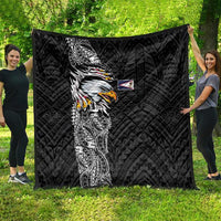 American Samoa Flag Day Quilt Tribal Tattoo with Eagle Black LT03 - Polynesian Pride