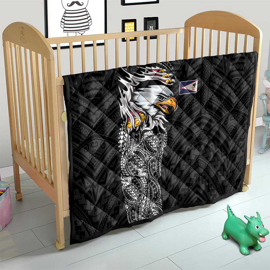 American Samoa Flag Day Quilt Tribal Tattoo with Eagle Black LT03 - Polynesian Pride
