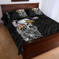 American Samoa Flag Day Quilt Bed Set Tribal Tattoo with Eagle Black LT03 - Polynesian Pride