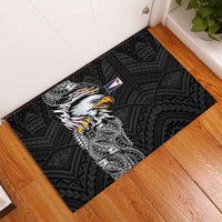 American Samoa Flag Day Rubber Doormat Tribal Tattoo with Eagle Black LT03 - Polynesian Pride