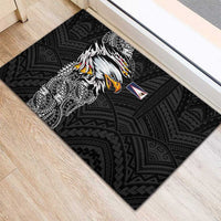 American Samoa Flag Day Rubber Doormat Tribal Tattoo with Eagle Black LT03 - Polynesian Pride