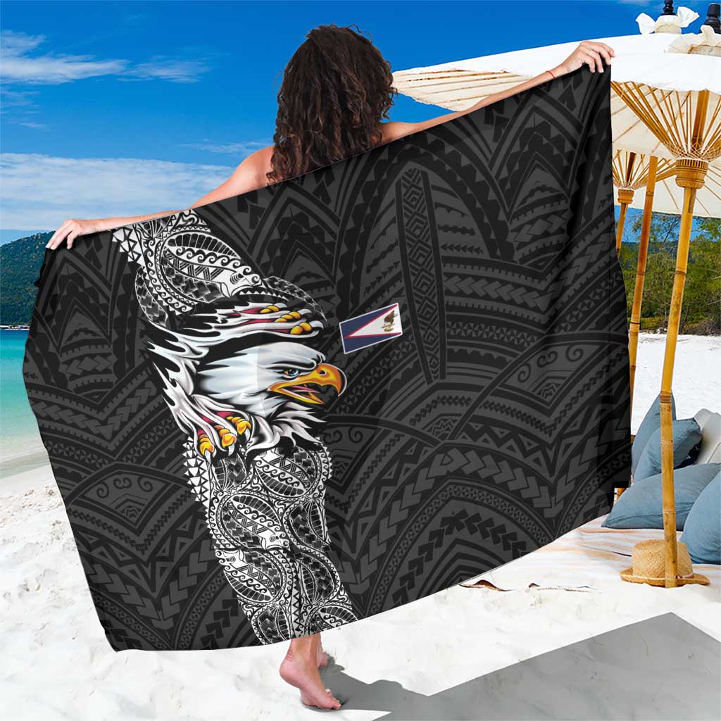 American Samoa Flag Day Sarong Tribal Tattoo with Eagle Black LT03 One Size 44 x 66 inches Black - Polynesian Pride