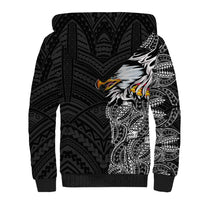 American Samoa Flag Day Sherpa Hoodie Tribal Tattoo with Eagle Black LT03 - Polynesian Pride
