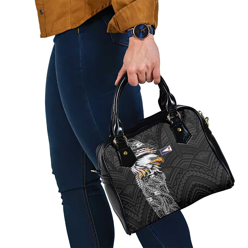 American Samoa Flag Day Shoulder Handbag Tribal Tattoo with Eagle Black LT03 - Polynesian Pride