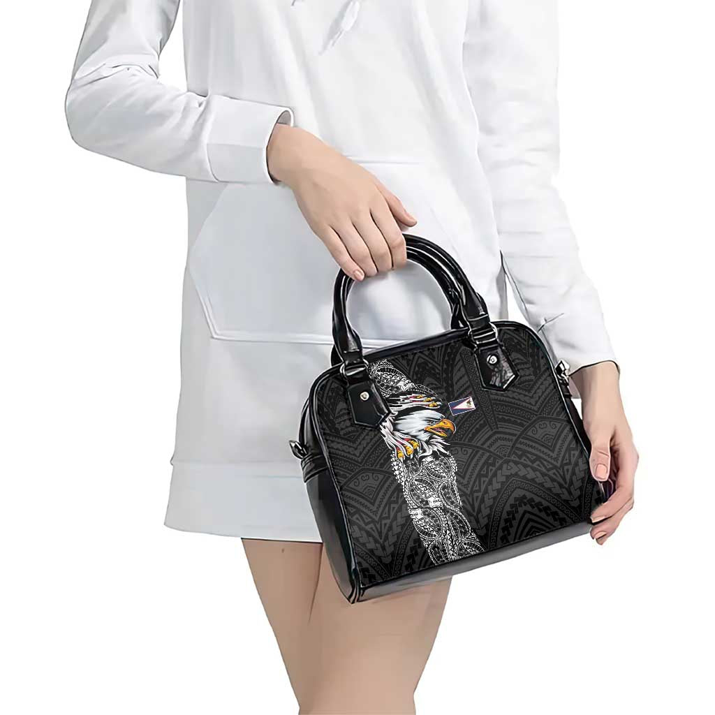 American Samoa Flag Day Shoulder Handbag Tribal Tattoo with Eagle Black LT03 - Polynesian Pride