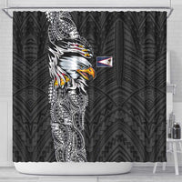 American Samoa Flag Day Shower Curtain Tribal Tattoo with Eagle Black LT03 - Polynesian Pride