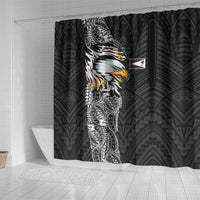 American Samoa Flag Day Shower Curtain Tribal Tattoo with Eagle Black LT03 - Polynesian Pride