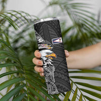 American Samoa Flag Day Skinny Tumbler Tribal Tattoo with Eagle Black LT03 - Polynesian Pride