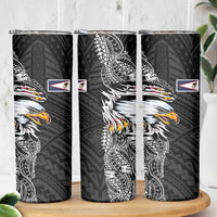 American Samoa Flag Day Skinny Tumbler Tribal Tattoo with Eagle Black LT03 - Polynesian Pride