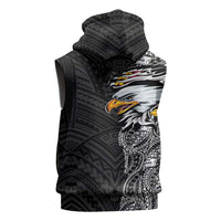 American Samoa Flag Day Sleeveless Hoodie Tribal Tattoo with Eagle Black LT03 - Polynesian Pride