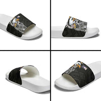 American Samoa Flag Day Slide Sandals Tribal Tattoo with Eagle Black LT03 - Polynesian Pride