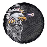 American Samoa Flag Day Spare Tire Cover Tribal Tattoo with Eagle Black LT03 - Polynesian Pride