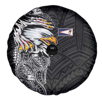 American Samoa Flag Day Spare Tire Cover Tribal Tattoo with Eagle Black LT03 - Polynesian Pride
