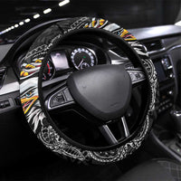 American Samoa Flag Day Steering Wheel Cover Tribal Tattoo with Eagle Black LT03 Universal Fit Black - Polynesian Pride