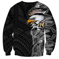 American Samoa Flag Day Sweatshirt Tribal Tattoo with Eagle Black LT03 - Polynesian Pride