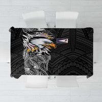 American Samoa Flag Day Tablecloth Tribal Tattoo with Eagle Black LT03 Black - Polynesian Pride