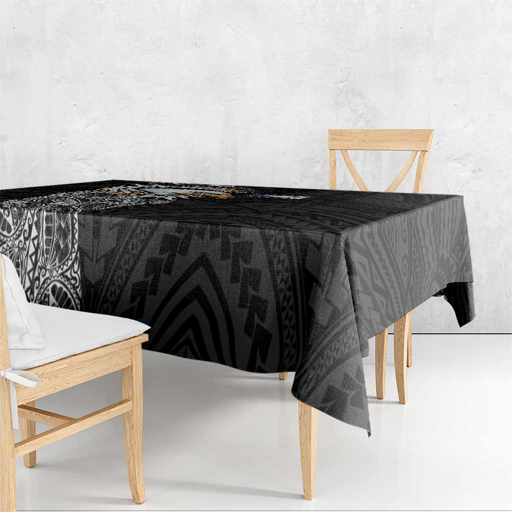 American Samoa Flag Day Tablecloth Tribal Tattoo with Eagle Black LT03 - Polynesian Pride