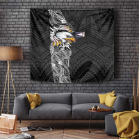 American Samoa Flag Day Tapestry Tribal Tattoo with Eagle Black LT03 Black - Polynesian Pride