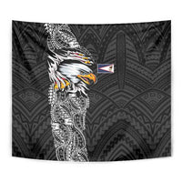 American Samoa Flag Day Tapestry Tribal Tattoo with Eagle Black LT03 - Polynesian Pride