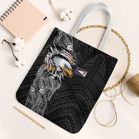 American Samoa Flag Day Tote Bag Tribal Tattoo with Eagle Black LT03 White Strap One Size Black - Polynesian Pride