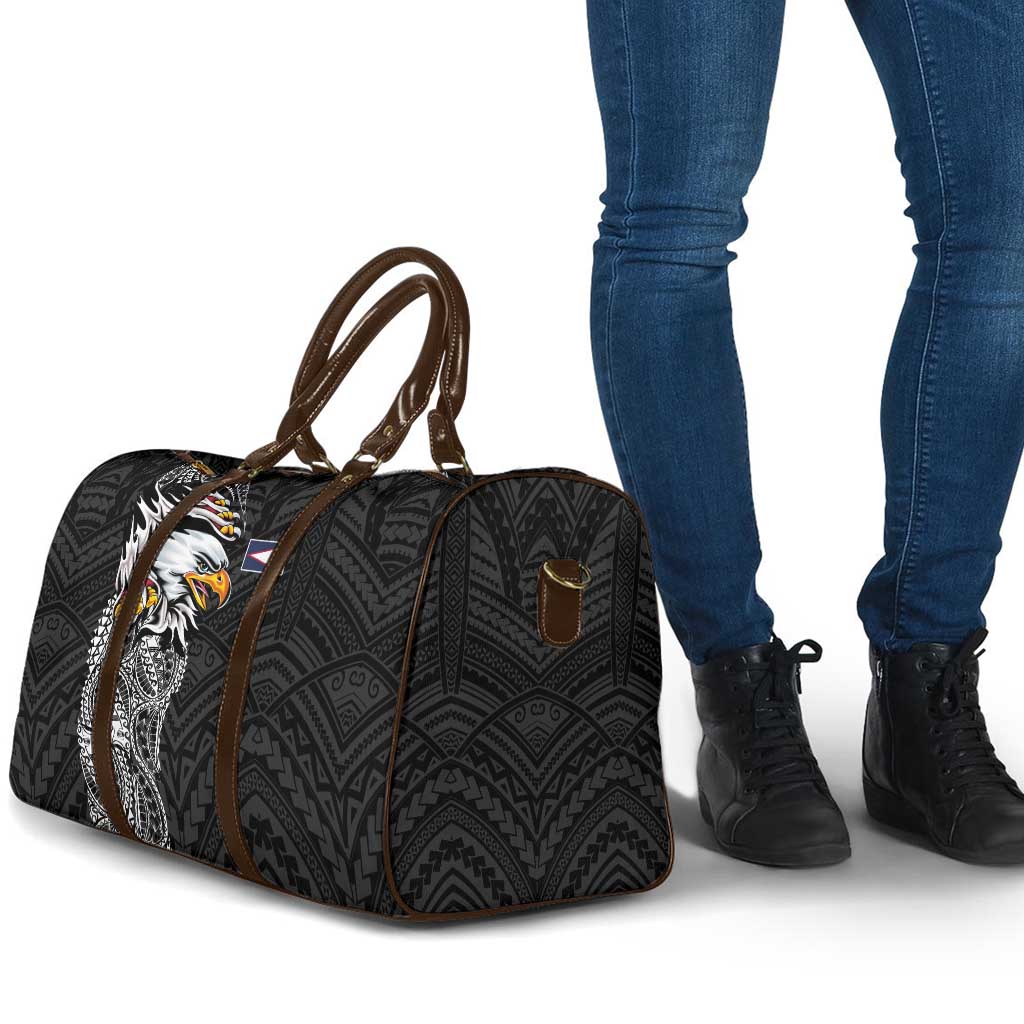 American Samoa Flag Day Travel Bag Tribal Tattoo with Eagle Black LT03 - Polynesian Pride