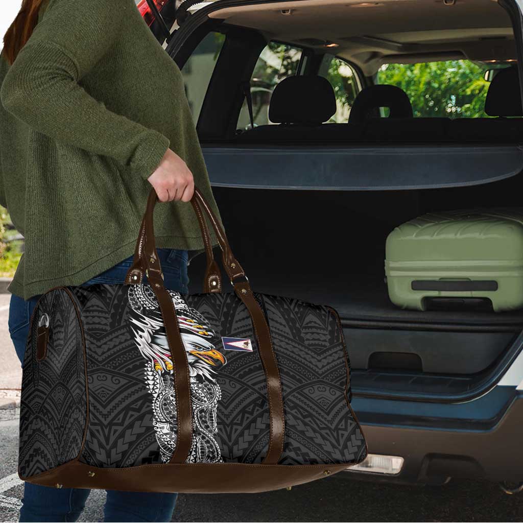 American Samoa Flag Day Travel Bag Tribal Tattoo with Eagle Black LT03 - Polynesian Pride