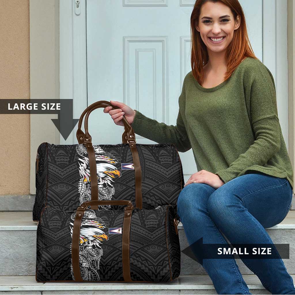 American Samoa Flag Day Travel Bag Tribal Tattoo with Eagle Black LT03 - Polynesian Pride