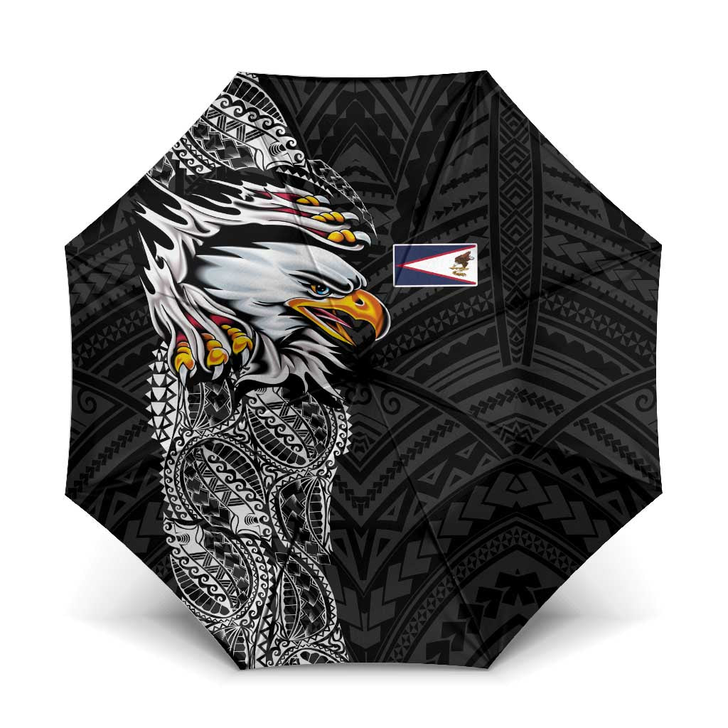 American Samoa Flag Day Umbrella Tribal Tattoo with Eagle Black