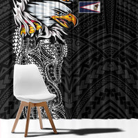 American Samoa Flag Day Window Curtain Tribal Tattoo with Eagle Black LT03 - Polynesian Pride