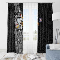 American Samoa Flag Day Window Curtain Tribal Tattoo with Eagle Black LT03 - Polynesian Pride