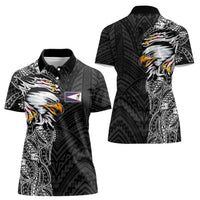 American Samoa Flag Day Women Polo Shirt Tribal Tattoo with Eagle Black LT03 - Polynesian Pride
