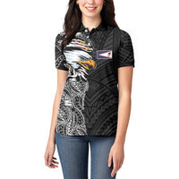 American Samoa Flag Day Women Polo Shirt Tribal Tattoo with Eagle Black LT03 - Polynesian Pride