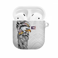 American Samoa Flag Day AirPods Case Tribal Tattoo with Eagle White LT03 White - Polynesian Pride