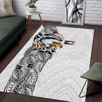 American Samoa Flag Day Area Rug Tribal Tattoo with Eagle White LT03 White - Polynesian Pride
