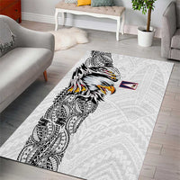 American Samoa Flag Day Area Rug Tribal Tattoo with Eagle White LT03 - Polynesian Pride