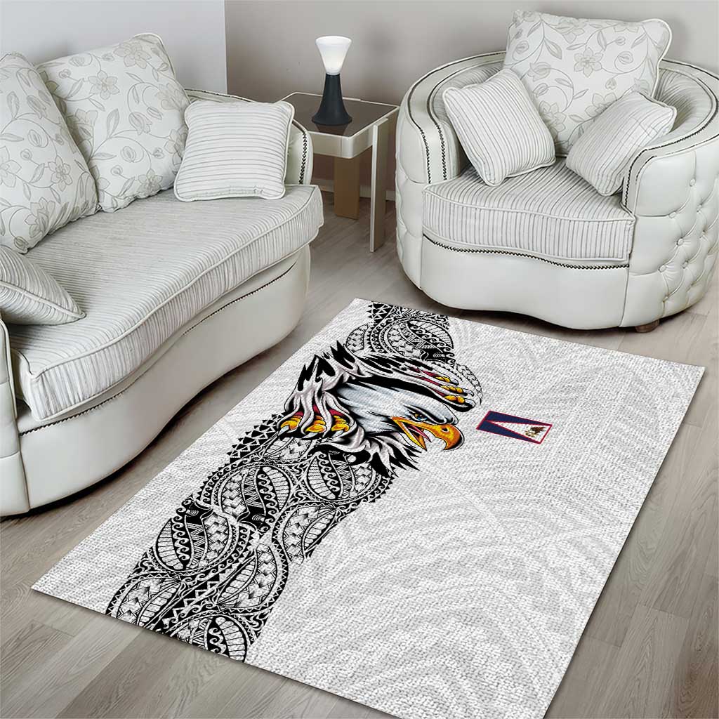 American Samoa Flag Day Area Rug Tribal Tattoo with Eagle White LT03 - Polynesian Pride