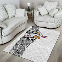 American Samoa Flag Day Area Rug Tribal Tattoo with Eagle White LT03 - Polynesian Pride
