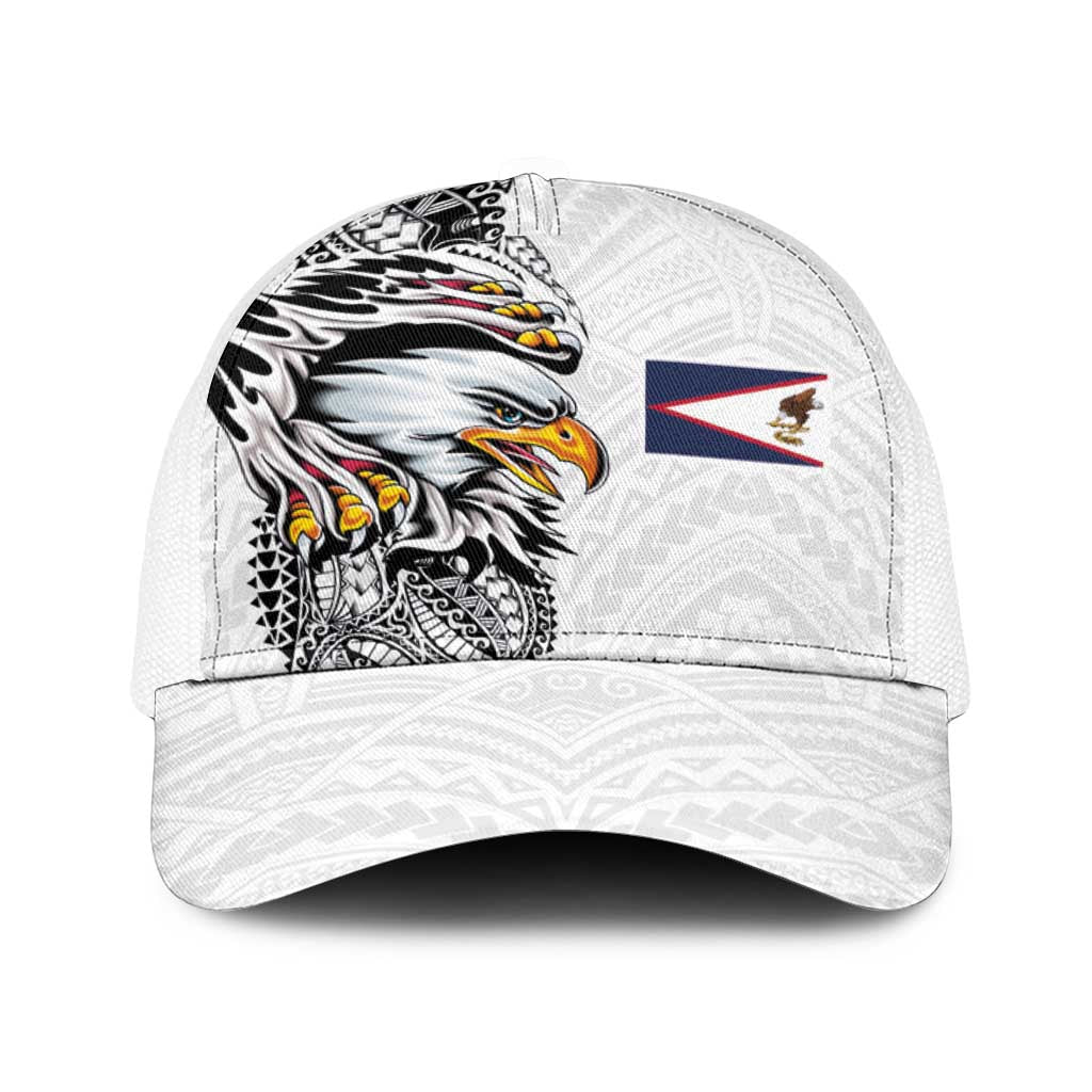 American Samoa Flag Day Baseball Net Cap Tribal Tattoo with Eagle White LT03 One Size White White - Polynesian Pride