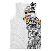 American Samoa Flag Day Basketball Jersey Tribal Tattoo with Eagle White LT03 - Polynesian Pride