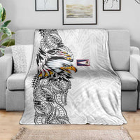 American Samoa Flag Day Blanket Tribal Tattoo with Eagle White LT03 - Polynesian Pride