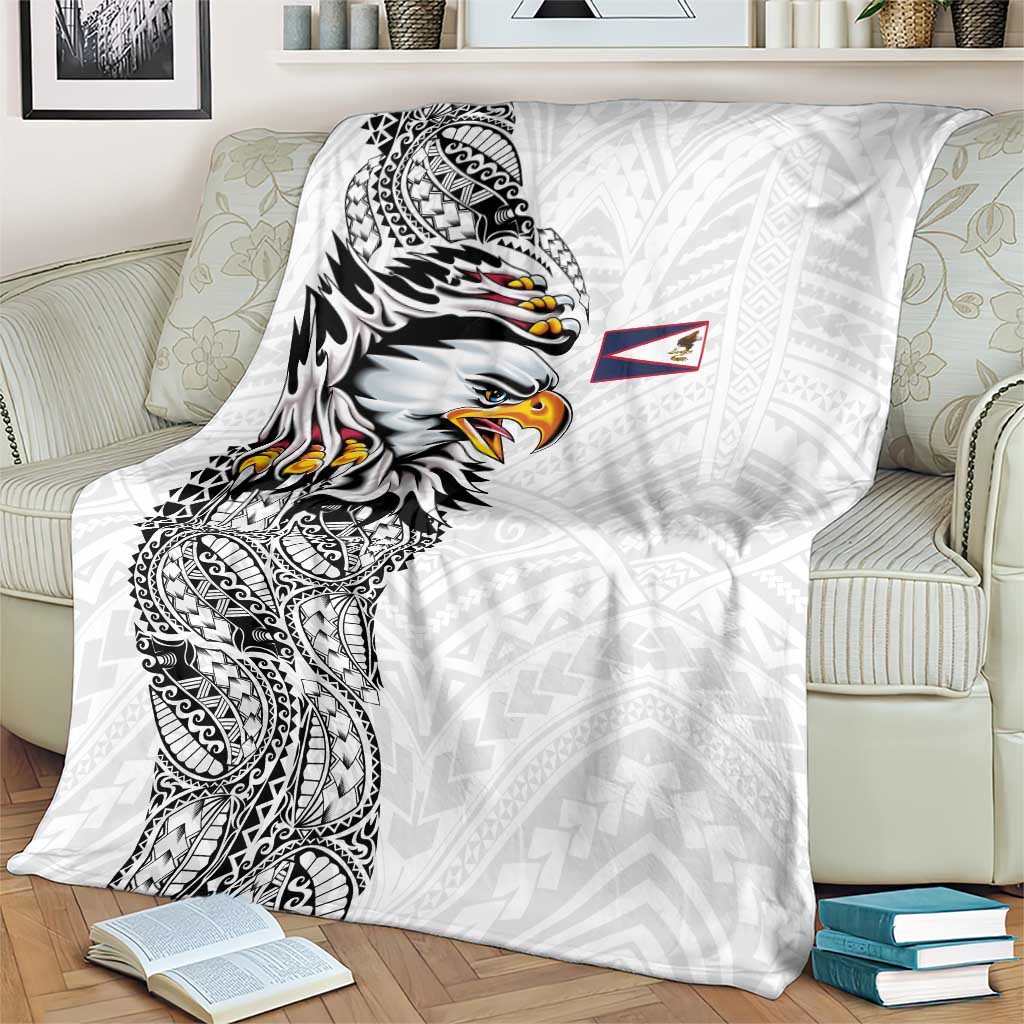 American Samoa Flag Day Blanket Tribal Tattoo with Eagle White LT03 - Polynesian Pride
