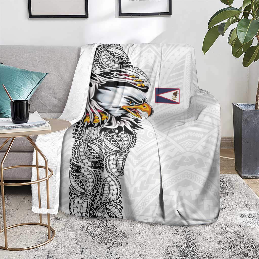 American Samoa Flag Day Blanket Tribal Tattoo with Eagle White LT03 - Polynesian Pride